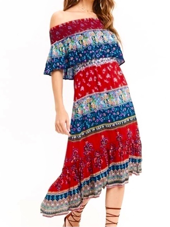 Patrons of Peace Dresses & Skirts - Patrons of Peace Bohemian Tiered Midi Dress